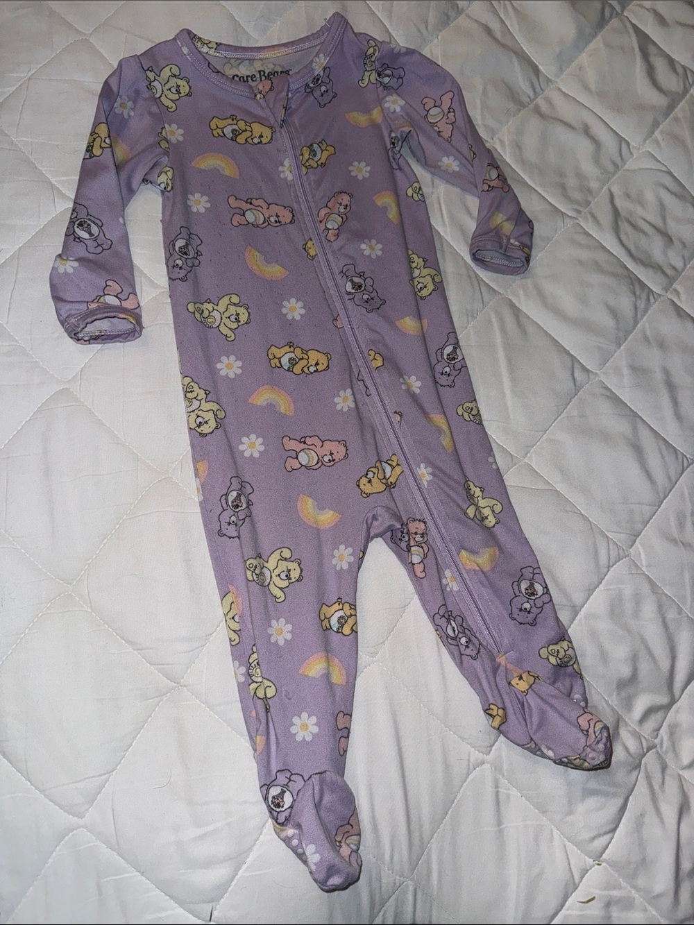 6-12m Care Bears Lavender Footed One-Piece Pajama Romper